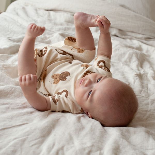 Feetje Premium Summerwear Shortama - Cosy Crumbs - Mt. 80 - Offwhite