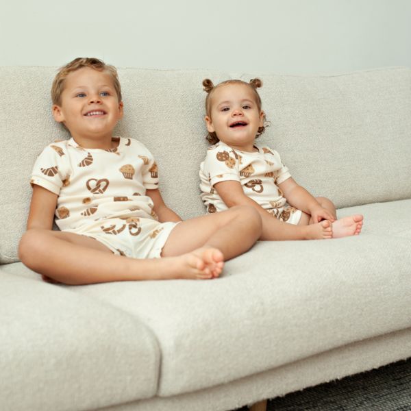 Feetje Premium Summerwear Shortama - Cosy Crumbs - Mt. 80 - Offwhite