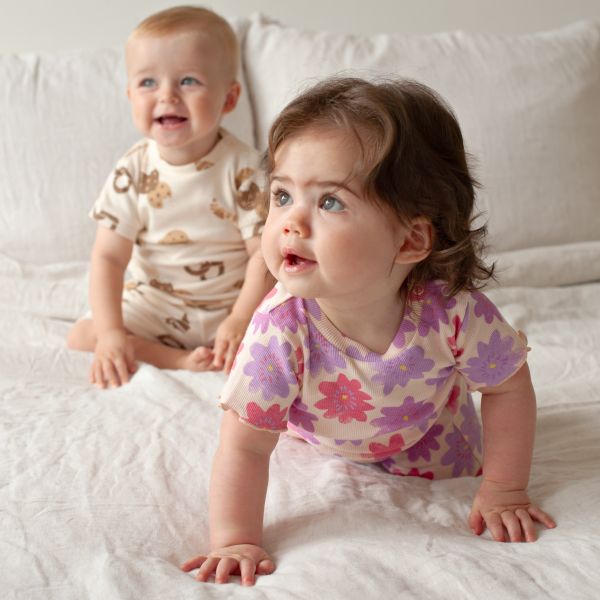 Feetje Premium Summerwear Shortama - Cosy Crumbs - Mt. 80 - Offwhite