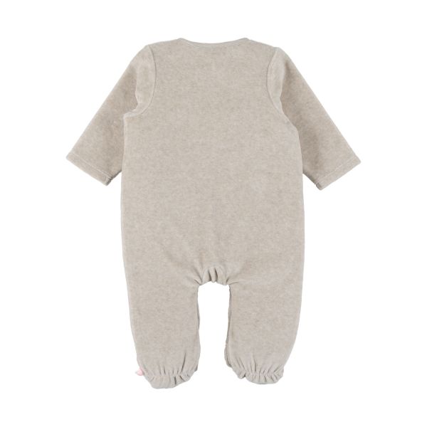 Noukie's F&O Pyjama Met Borduursel - 1 Mnd - Velours - Beige Noukie's F&O Pyjama Met Borduursel - 1 Mnd - Velours - Beige