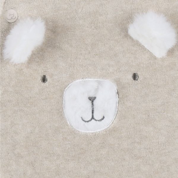 Noukie's F&O Pyjama Met Borduursel - 1 Mnd - Velours - Beige Noukie's F&O Pyjama Met Borduursel - 1 Mnd - Velours - Beige