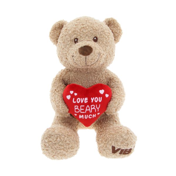VIB Pluche Teddy Beer Met Hart Zittend - 35 cm - Beige