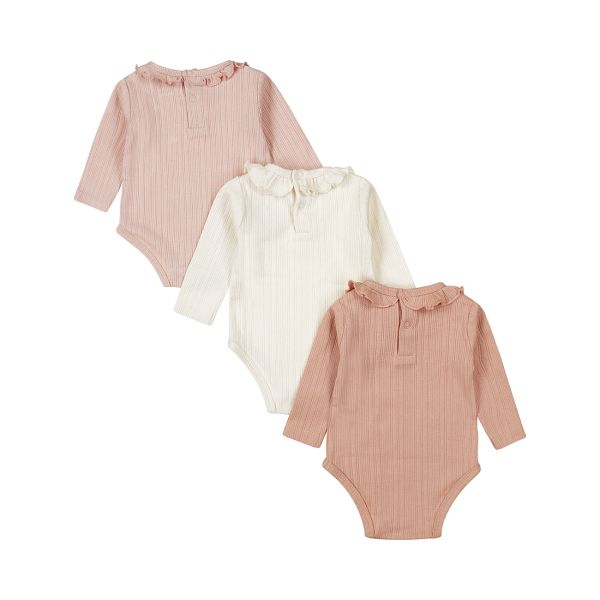 Dirkje Romper Lange Mouw Multi Colour Pink 3-Pack 74/80