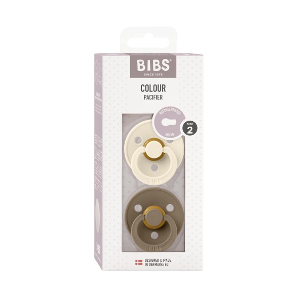 BiBs Fopspeen - Rond - 2 Stuks - 6-18 Mnd - Dark Oak/Ivory 