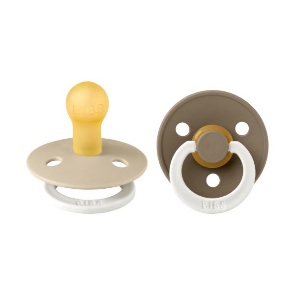 BiBs Glow In The Dark Fopspeen - Rond - 2 Stuks - 0-6 Mnd - Vanilla/Dark Oak