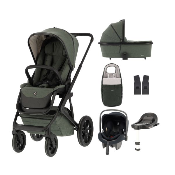 Qute Q-Rider Plus Kinderwagen - Thyme Green | Kidsriver Curve Autostoel - Black | Kidsriver Isofix Base Qute Q-Rider Plus Kinderwagen - Thyme Green | Kidsriver Curve Autostoel - Black | Kidsriver Isofix Base