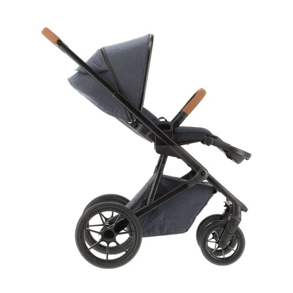 Qute Q-Rider Plus Kinderwagen - Denim Blue | Kidsriver Curve Autostoel - Black | Kidsriver Isofix Base