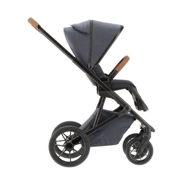 Qute Q-Rider Plus Kinderwagen - Denim Blue | Kidsriver Curve Autostoel - Black | Kidsriver Isofix Base