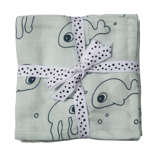 Done by Deer Sea Friends Wikkeldoeken - 2 stuks - Blue