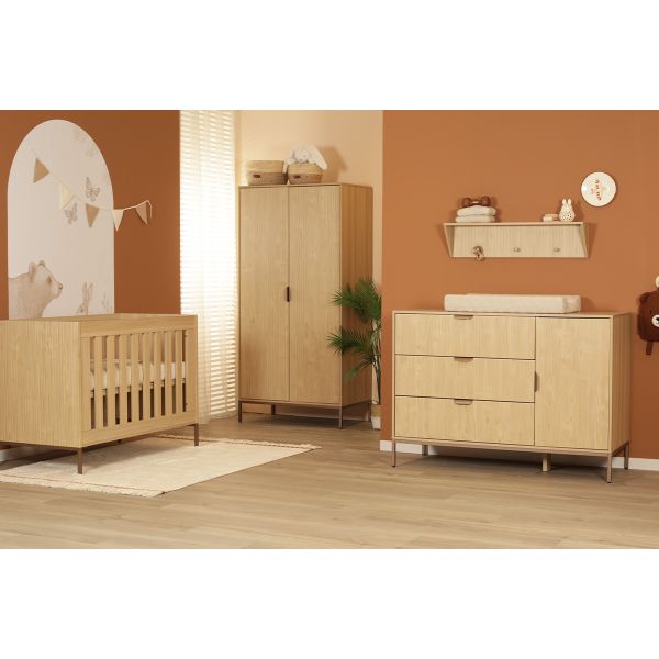 TWF Ledikant 70 x 140 + Commode 3 Laden 1 Deur + Hanglegkast - Java TWF Ledikant 70 x 140 + Commode 3 Laden 1 Deur + Hanglegkast - Java