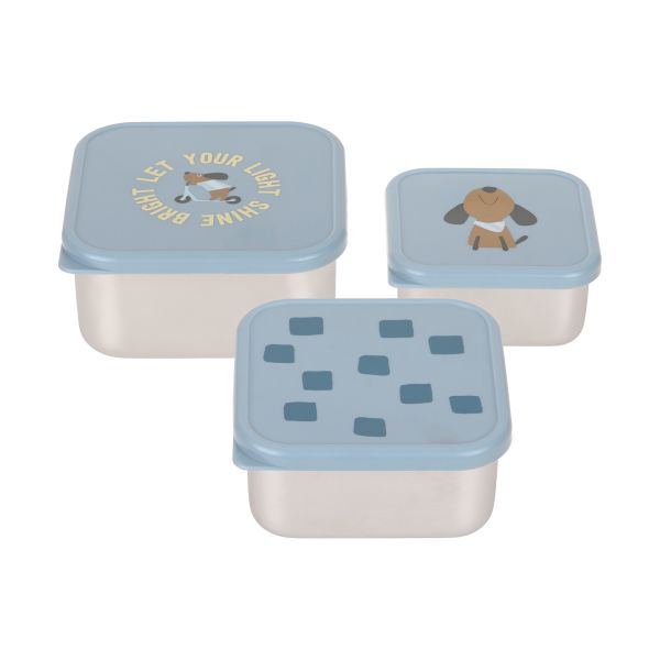 Lässig Pattern Party Snackbox - Roestvrij Staal - Blue - 3 Stuks Lässig Pattern Party Snackbox - Roestvrij Staal - Blue - 3 Stuks