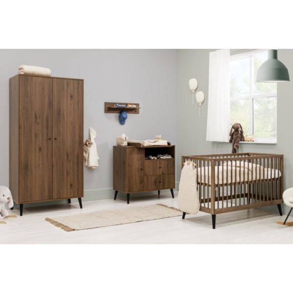 Bopita Ledikant 60 x 120 - Commode - 2‑Deurskast - Zara - Walnoot