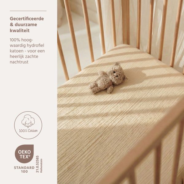 Meyco Baby Hydrofiel Hoeslaken Juniorbed - Uni - Soft Sand - 70x140 cm