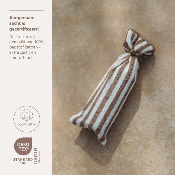 Meyco Kruikenzak - Badstof Jacquard Fat Stripe - Taupe - 2-pack Meyco Kruikenzak - Badstof Jacquard Fat Stripe - Taupe - 2-pack