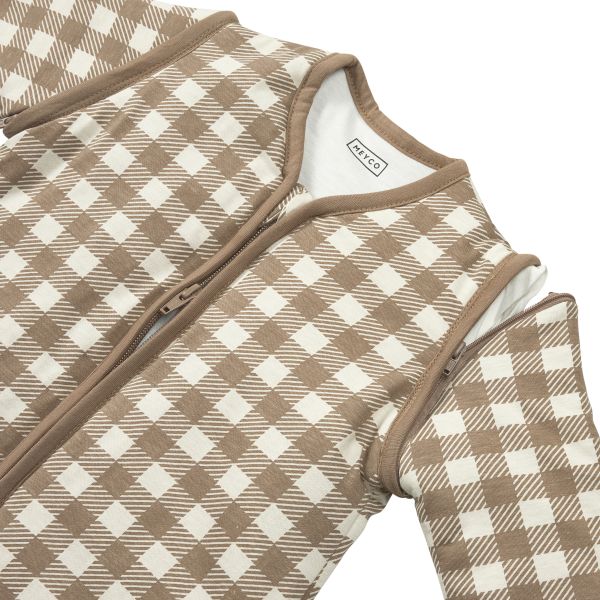 Meyco Slaapzak Gevoerd Met Afritsbare Mouwen - Vichy Square - Dark Taupe - 60 cm Meyco Slaapzak Gevoerd Met Afritsbare Mouwen - Vichy Square - Dark Taupe - 60 cm