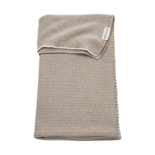 Meyco Stripe Deken Gebreid - Dark Taupe/Natural - 75 x 100 cm