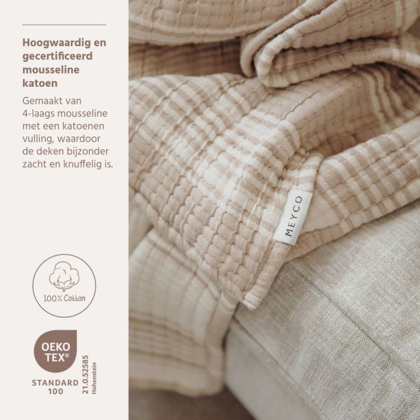 Meyco Deken Pre Washed Hydrofiel Jacquard Stripe Sand 75x100 cm Meyco Deken Pre Washed Hydrofiel Jacquard Stripe Sand 75x100 cm