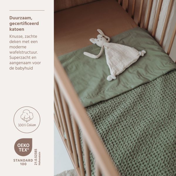 Meyco Wiegdeken Waffle Cotton Olive Green 75x100 cm Meyco Wiegdeken Waffle Cotton Olive Green 75x100 cm