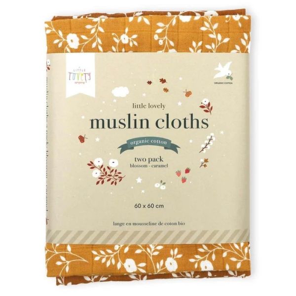 A Little Lovely Company Blossom Hydrofiele Doeken 2-Pack - Caramel