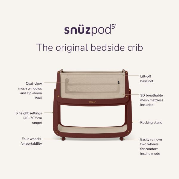 Snuz Co-Sleeper - SnuzPod 5 - Rouge
