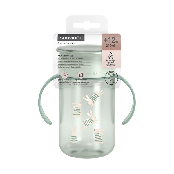 Suavinex Wonderland 360° Leerbeker - 340 ML - Konijn Groen