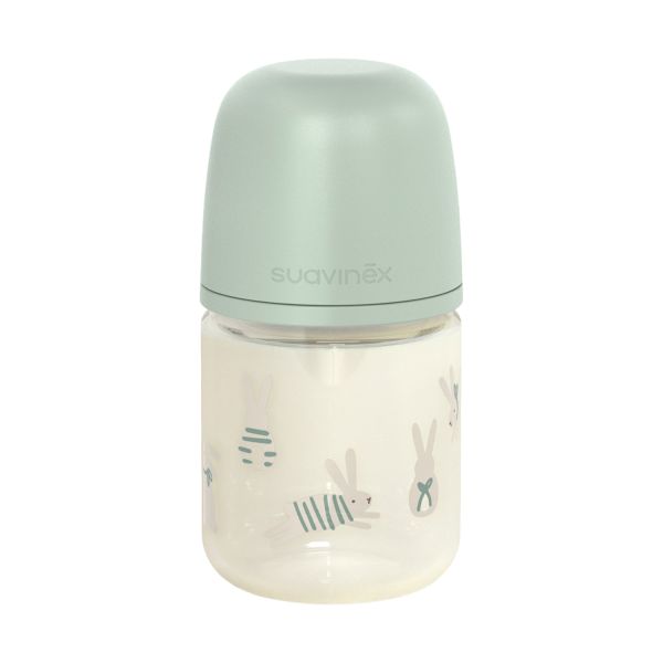 Suavinex Wonderland SX Pro S Glazen Fles - 120 ML - Konijn Groen