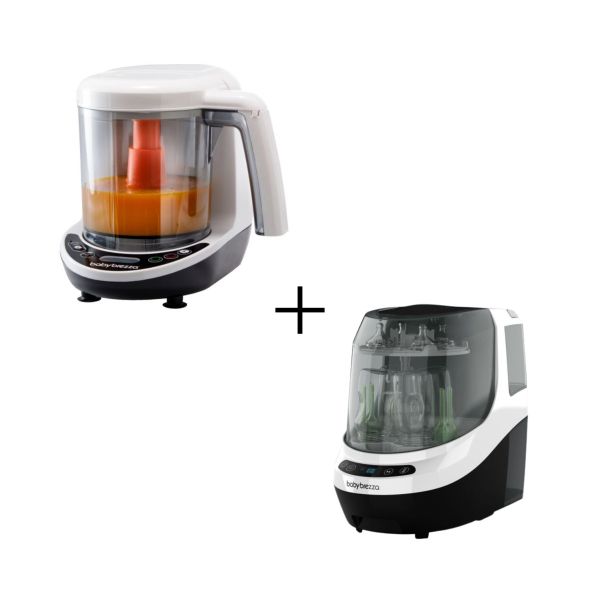 Baby Brezza One Step Food Maker Deluxe & Bottle Washer Pro - Black/White
