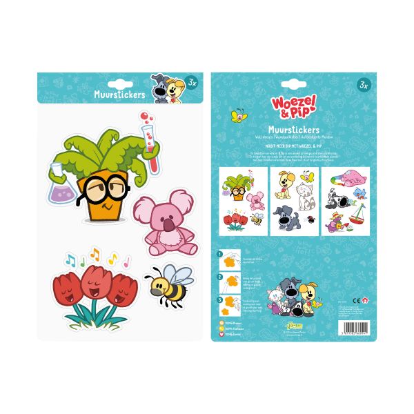 Woezel & Pip Muurstickers A4 Set - Dieren Woezel & Pip Muurstickers A4 Set - Dieren