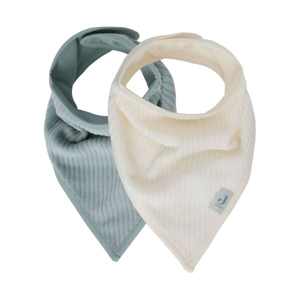 Jollein Slab Bandana - 2 Pack - Velvet Rib - Sea Green / Ivory Jollein Slab Bandana - 2 Pack - Velvet Rib - Sea Green / Ivory