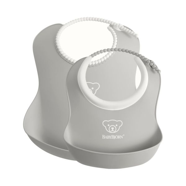 Baby Björn® Slabbetje - Set van 2 - Grijs Baby Björn® Slabbetje - Set van 2 - Grijs