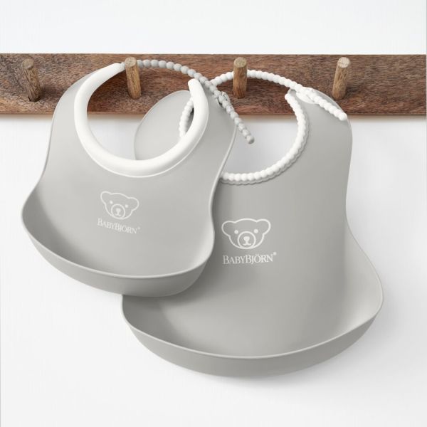 Baby Björn® Slabbetje - Set van 2 - Grijs Baby Björn® Slabbetje - Set van 2 - Grijs