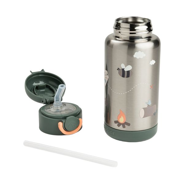 Done By Deer Thermos Drinkfles Rietje - 340 ml - Tiny Trails - Green Done By Deer Thermos Drinkfles Rietje - 340 ml - Tiny Trails - Green