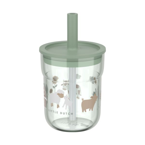 Mepal X Little Dutch Little Farm Kinderglas Met Rietje Mio - 250 ml Mepal X Little Dutch Little Farm Kinderglas Met Rietje Mio - 250 ml