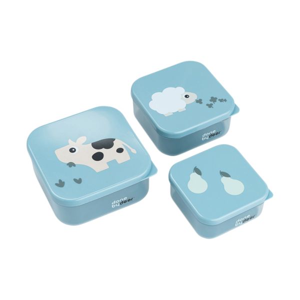 Done By Deer Tiny Farm Snack Box - 3 Stuks - Blue Done By Deer Tiny Farm Snack Box - 3 Stuks - Blue