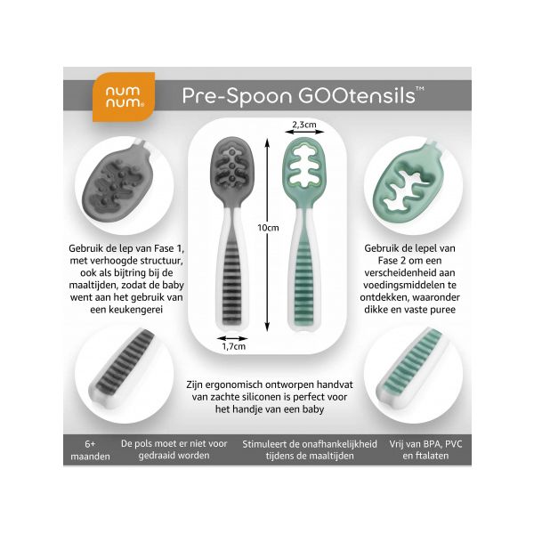 NumNum Pre-Spoons Storm Grey + Glacier Green NumNum Pre-Spoons Storm Grey + Glacier Green