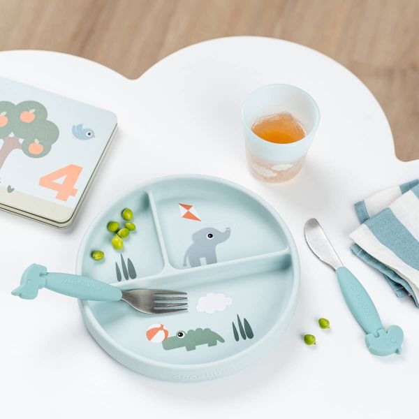 Done by Deer Stick & Stay Vakjesbord - Playground - Rond - Silicone - Blue