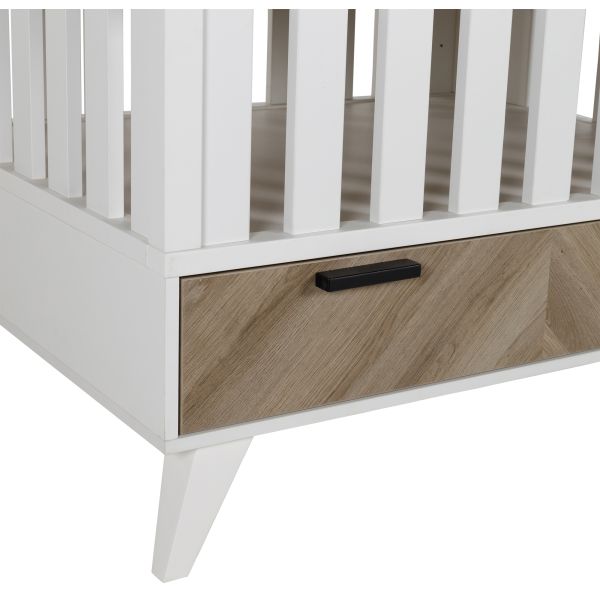 Interbaby Box Met Lade Lancaster Wit/ Visgraatmotief Interbaby Box Met Lade Lancaster Wit/ Visgraatmotief