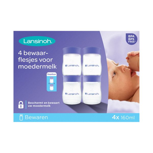 Lansinoh Moedermelk Bewaarflesjes 160 ml (4 stuks) Lansinoh Moedermelk Bewaarflesjes 160 ml (4 stuks)