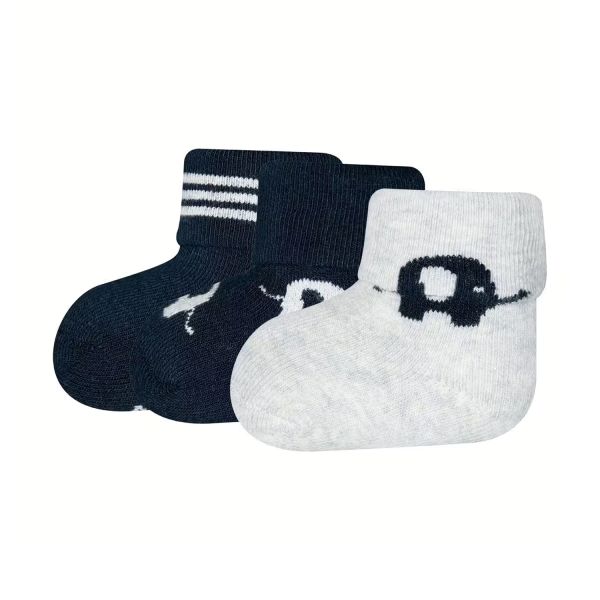 Ewers Babysokjes 3-Pack - GOTS Elephant - Navy/Grey