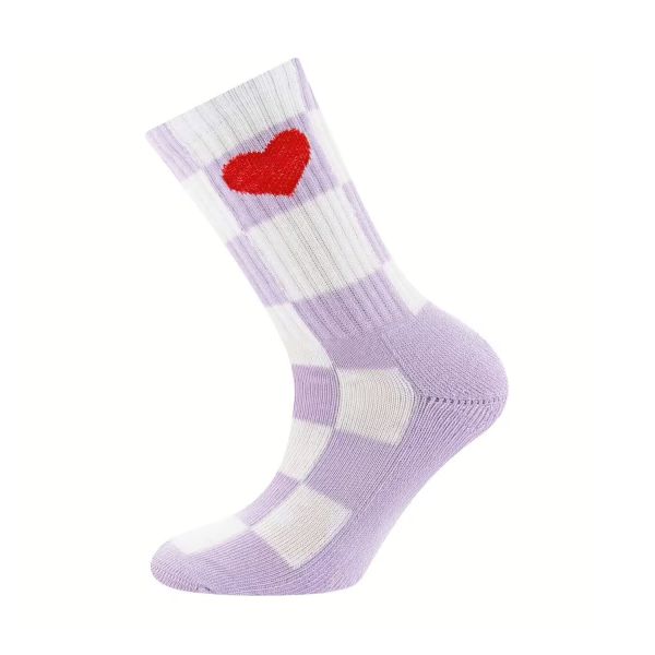 Ewers Tennissokken - Heart/Check - Lilac - Mt. 18-19 Ewers Tennissokken - Heart/Check - Lilac - Mt. 18-19