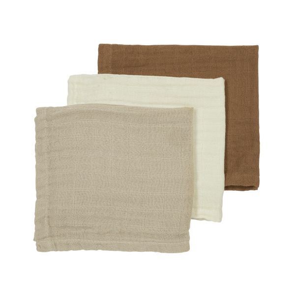 Meyco Monddoek Hydrofiel Pre-Washed Uni Offwhite/Sand/Toffee 30 x 30 cm 3-Pack Meyco Monddoek Hydrofiel Pre-Washed Uni Offwhite/Sand/Toffee 30 x 30 cm 3-Pack
