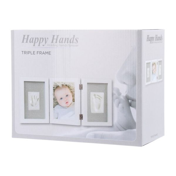 Happy Hands Baby Print Triple Frame Kit White Happy Hands Baby Print Triple Frame Kit White