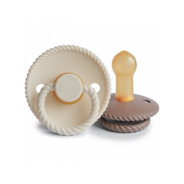 Frigg Fopspeen Rope Cream/Sepia T2 6-18mnd (2 stuks)