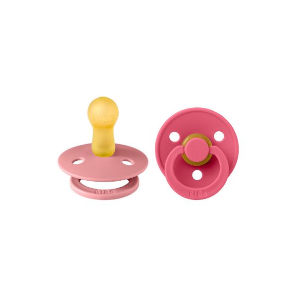 BiBs Fopspeen - Rond - 2 Stuks - 0-6 Mnd - Dusty Pink/Coral