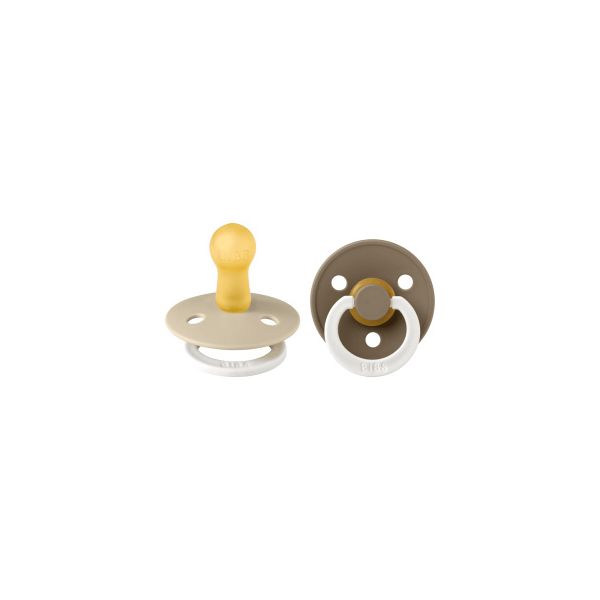 BiBs Glow In The Dark Fopspeen - Rond - 2 Stuks - 0-6 Mnd - Vanilla/Dark Oak