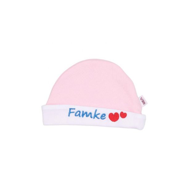 VIB Muts Rond Famke Roze-Wit 0-3mnd VIB Muts Rond Famke Roze-Wit 0-3mnd