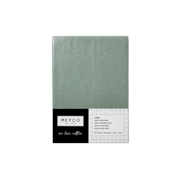 Meyco Ledikanthoeslaken Jersey Stone Green 60 x 120 cm (2-Pack) Meyco Ledikanthoeslaken Jersey Stone Green 60 x 120 cm (2-Pack)