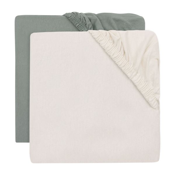 Jollein Hoeslaken Jersey - 40/50x80/90 cm - 2 Stuks - Sea Green/Ivory