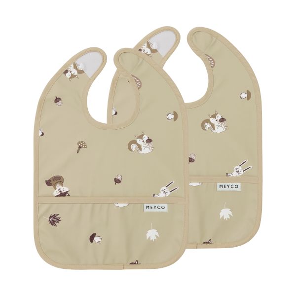Meyco Slab met Opvangbak - Forest Animals - Sand - 2-Pack