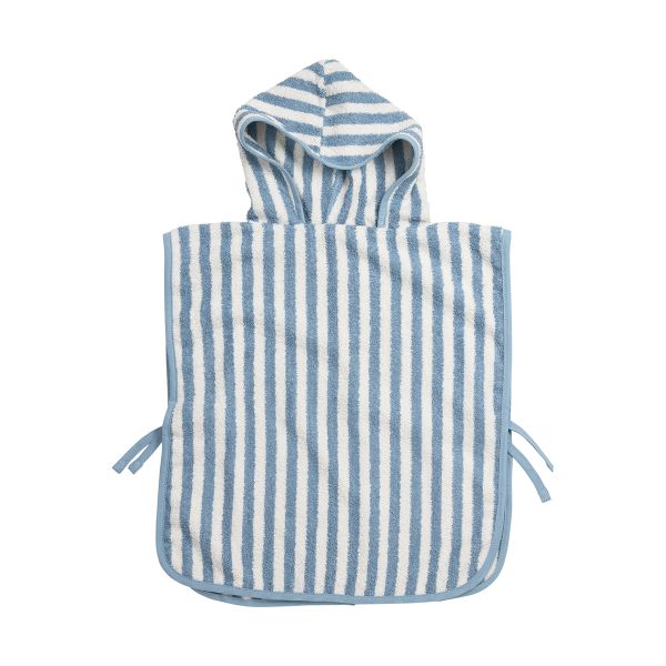 Meyco Badponcho - Badstof Jacquard Fat Stripe - Jeans Blue - 1-3 jaar